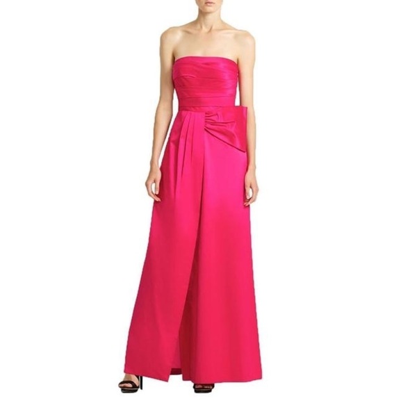BCBGMaxAzria Dresses & Skirts - Bcbgmaxazria Pink Ball Satin Gown Ribbon Maxi Dress